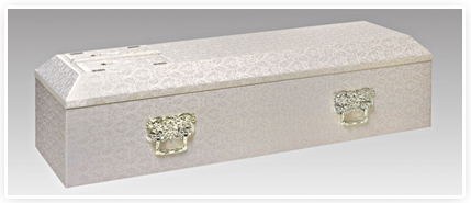 高級布貼山型棺取手付ホワイト